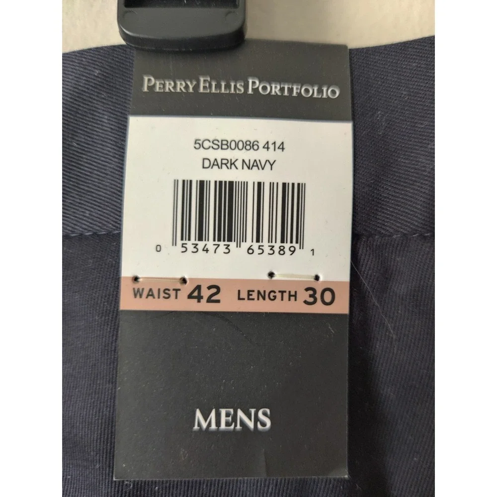 Perry Ellis Portfolio Men's 42 X 30 Pants Flat Front‎ Wrinkle Free Cotton NWT